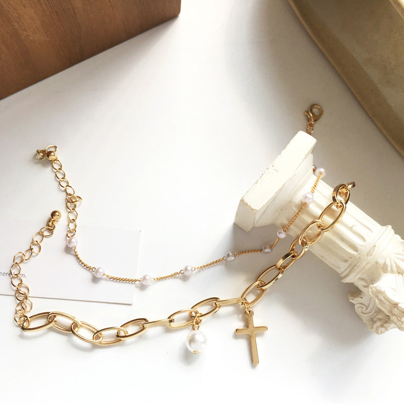 Korean Versatile Pearl Bracelet for Women ins Niche Style High-End Titanium Steel Bracelet Couple Bracelets Wholesale