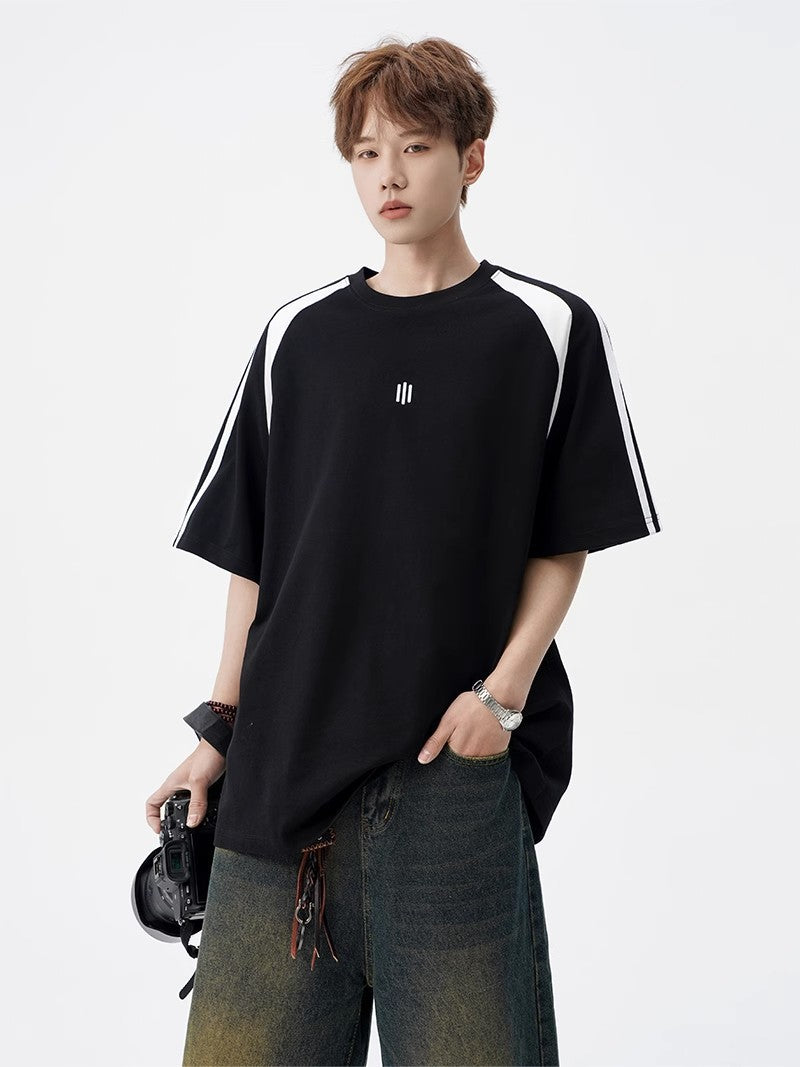 2025New Trendy Ice Silk Short Sleeves t Men's Round Neck Pullover Top Summer American Style Heavy Loose T-Shirt