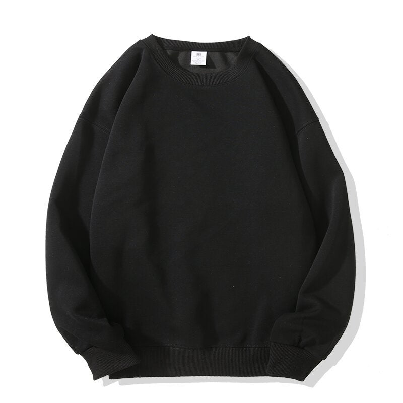 2025New Korean Style Round Neck Sweatshirt for Women, College Style Loose Fit, Best Friend Outfit, Solid Color Simple Top, Couple Matching Style