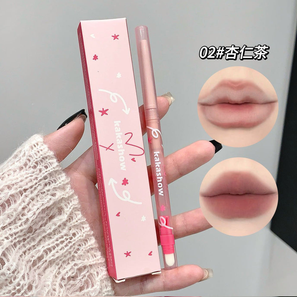 kakashow Mist Feel Puff Lip Liner Delicate Soft Mist Silky Smooth Outline Lip Shape Natural Color with Lip Brush c440