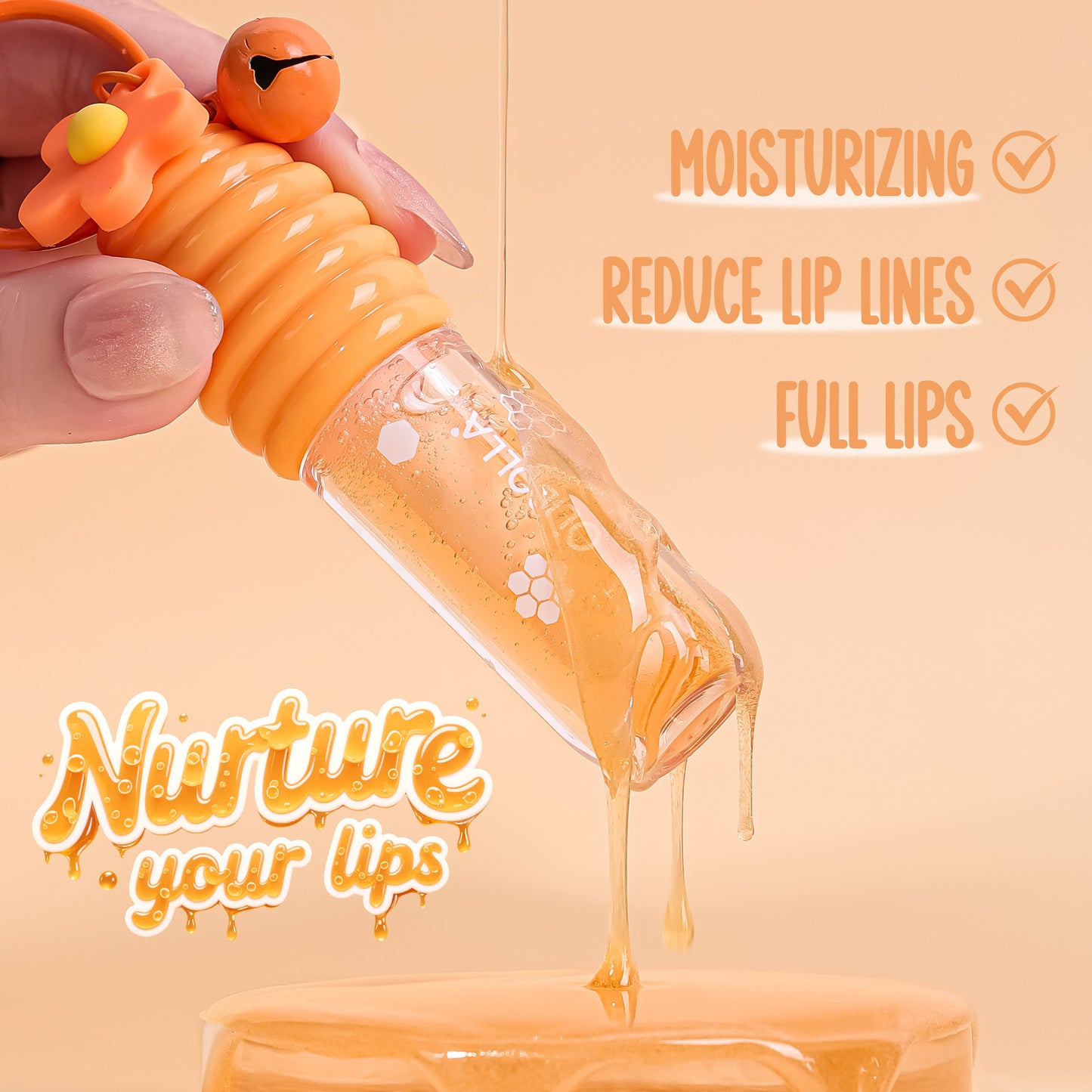 Cross-Border Makeup OLIBOLLA Hydrating Lip Oil Non-Stick Cup Long-Lasting Moisturizing Plumping Lip Gloss Wholesale Honey