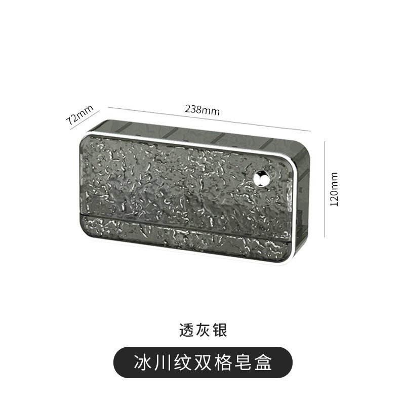 Soap Box No-Drill Wall-Mounted Bathroom Storage Box with Flip Cover Soap Holder Draining Soap Rack Double-Layer Soap Box