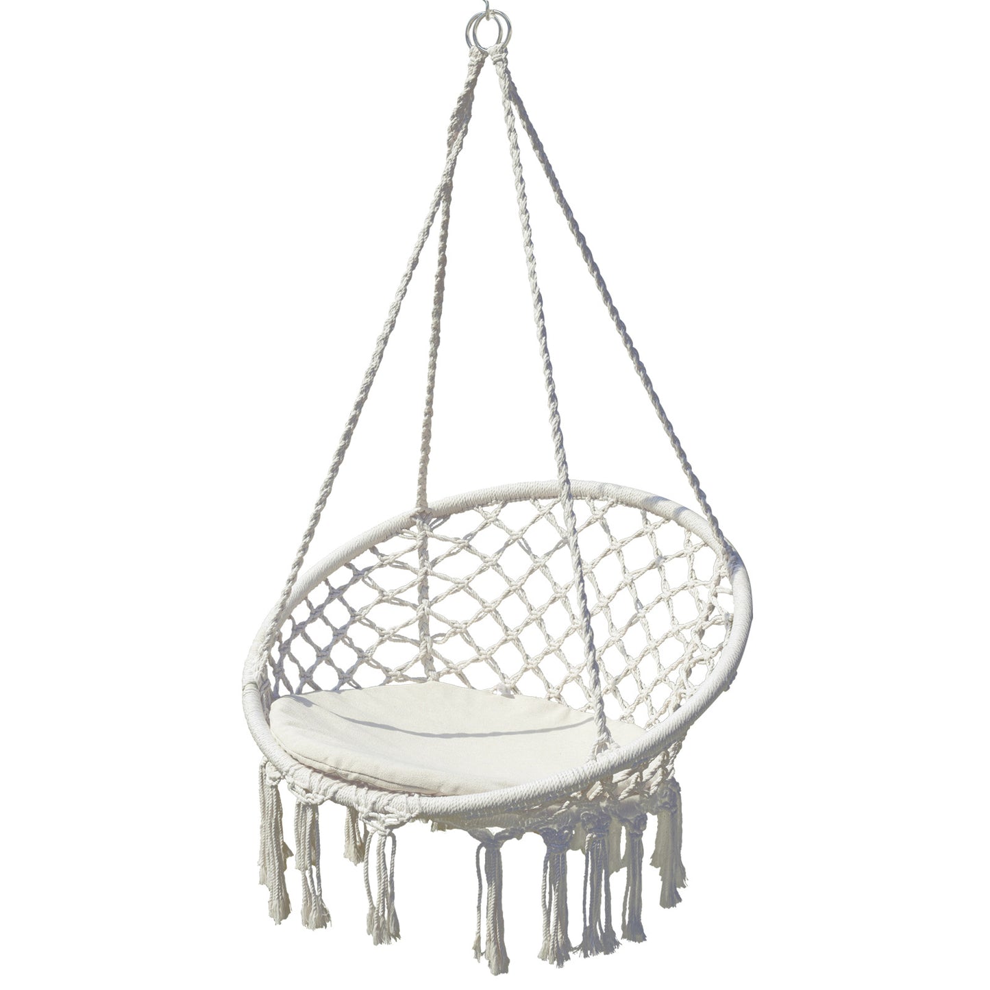 ins Nordic Style Tassel Hanging Chair Handwoven Hanging Basket Cotton Rope Swing Outdoor Hammock Balcony Cradle Chair Wholesale