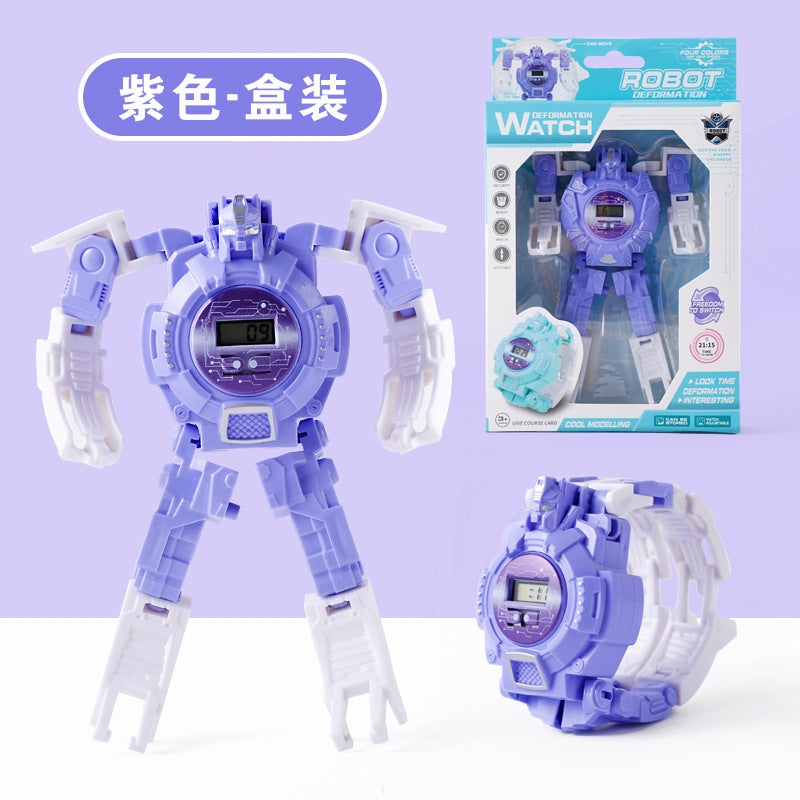 Children's Transforming Watch Electronic Watch Boys and Girls Robot Transforming Internet Celebrity Gift Kids Elementary School Student Gift Prize