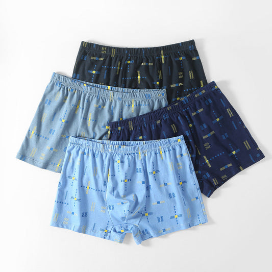 Source Men's Boxer Briefs Pure Cotton Mid-Waist Printed Multi-Color Wholesale Cotton Breathable Loose Large Size Four-Corner Underwear http://detail.1688.com/offer/680451666029.html
