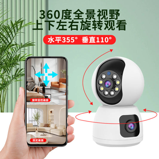 Monitor with Night Vision Surveillance Camera for Home Use Dual Screen360Degree Rotation Mobile Phone Remote Intercom