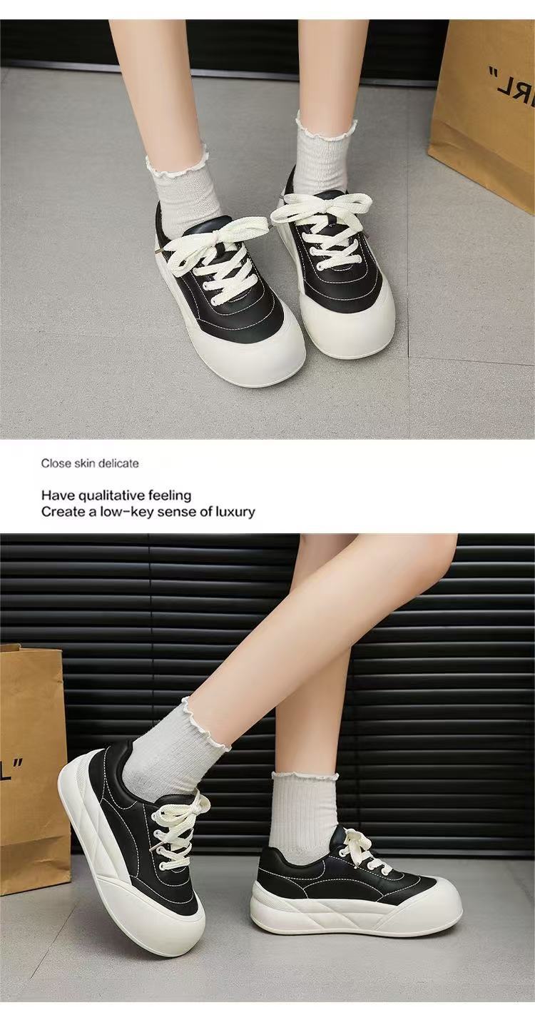 Thick-soled White Sneakers Versatile for Women2025Spring New Student Sports Shoes Big Toe Bread Shoes Board Shoes Wholesale Shoes