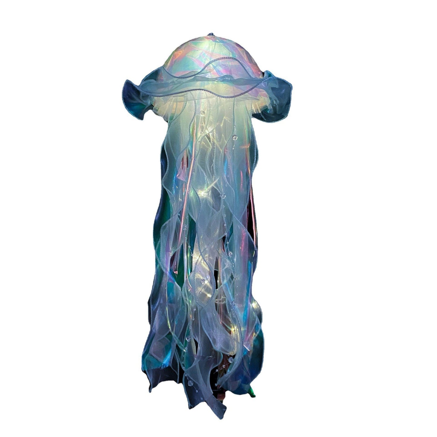 New Handheld Glowing Jellyfish Lantern with Colorful Streamers, Flashing Night Light for Children, Street Stall Night Market Octopus Light Toy