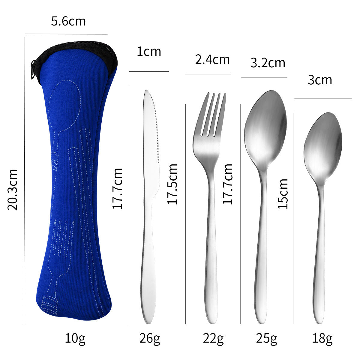 Stainless Steel Western Steak Knife Fork Spoon Cloth Bag Portable Western Cutlery Three-Piece Set Creative Gift Set Cross-Border Source