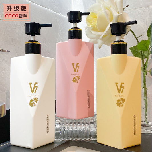 Han Boli v7Hyaluronic Acid Shampoo Conditioner Shower Gel Wash and Care Set coco Perfume with Long-lasting Fragrance In Stock