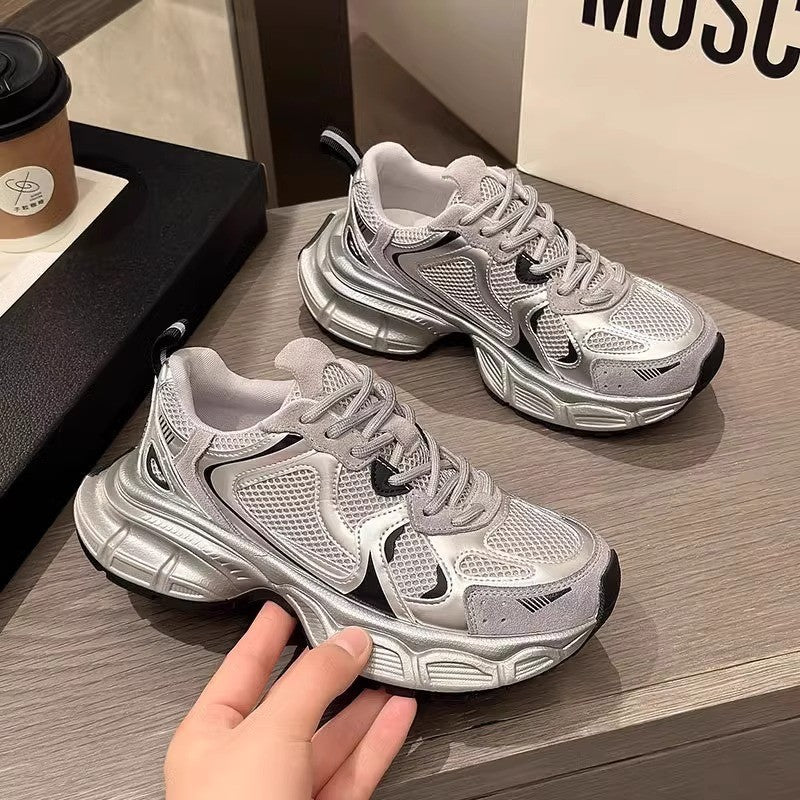 Girls' Dad Shoes Spring and Autumn New Style2024Children's Shoes Mesh Breathable Sports Shoes Medium and Large Children's Running Shoes