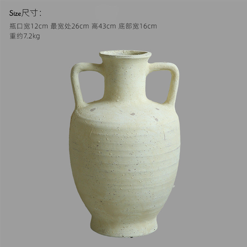 Silent Wind Cement Vase Flower Pot Indoor Living Room Desktop Decoration Entrance TV Cabinet Homestay Soft Decoration Flower Arrangement Ornament