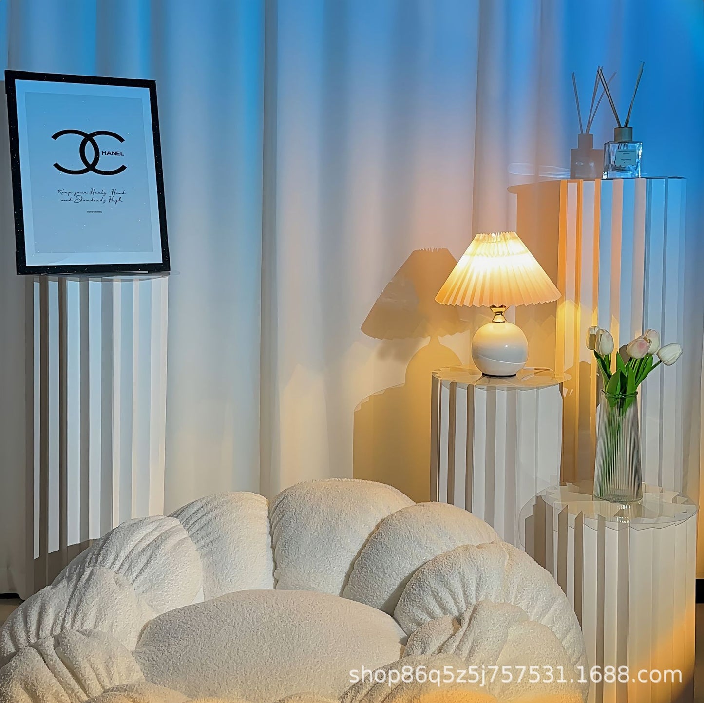 【Firefly Lantern】Live Streaming Background Decoration Foldable Round Column Paper Roman Column Folding Column Road Guide Ornament