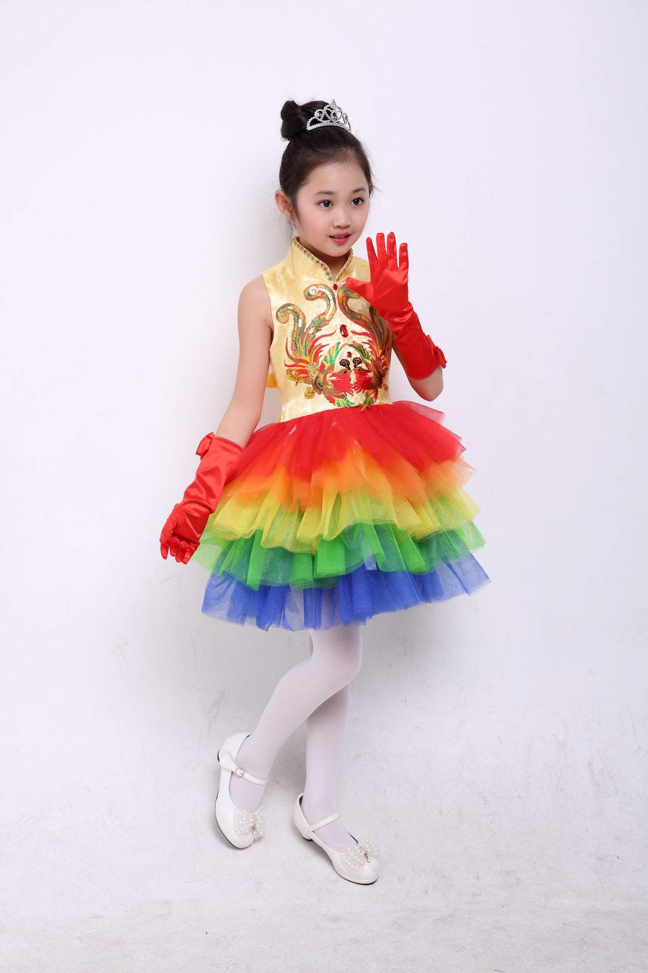 Children's Performance Costumes for Boys and Girls Chinese Style Primary and Secondary School Students Chorus Costumes Princess Dress Puffy Skirt Long Pants Performance Costumes