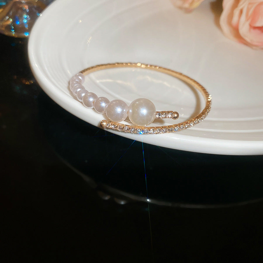Baroque Pearl Wrap Open Bracelet Fashionable Light Luxury Elegant High-end Bracelet New Style Hand Jewelry Wholesale