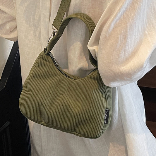 2024New Casual Large Capacity Women's Shoulder Bag Trendy Corduroy Versatile Crossbody Bag Trendy Bag Cross-Border Hot Item