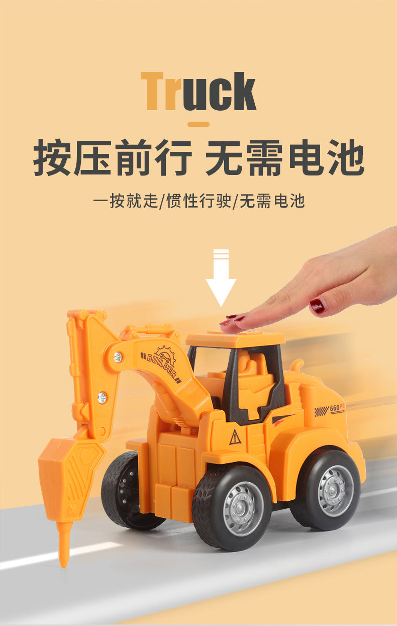 Hot-Selling Children's Push and Slide Construction Vehicles Excavator Bulldozer Fun Simulation Toy Vehicles Factory Direct Sale
