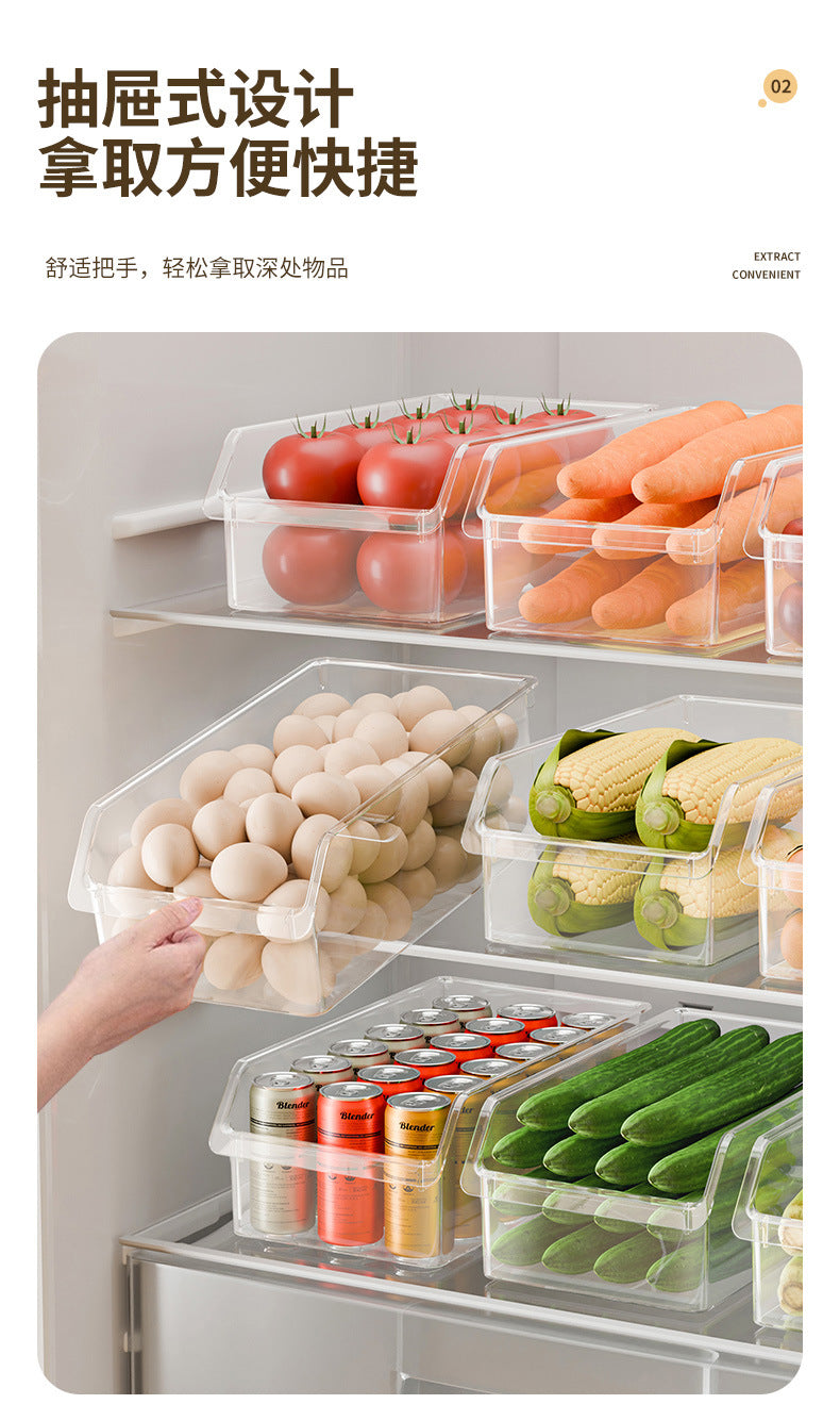 Refrigerator Storage Box Kitchen Plastic Transparent Egg Fruit Vegetable Organizer Drawer Storage Box Storage Box Fresh-keeping Box