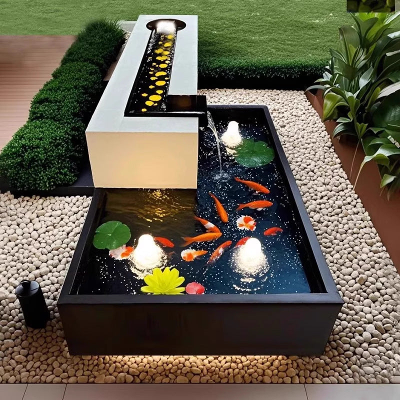 Stainless Steel Fish Pond Water Feature Flowing Water Ornament Garden Courtyard Outdoor Fountain Circulating Water Landscape Engineering Decoration