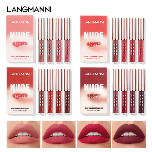 Langmanni16Lip Gloss Set Matte Velvet Four-Pack Lip Gloss Set
