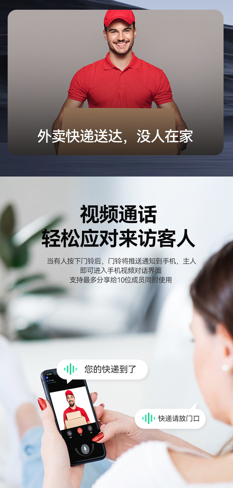 M9Low Power Consumption tuya Visual Doorbell WiFi Wireless HD Smart Home Intercom Bell Tuya Cross-Border