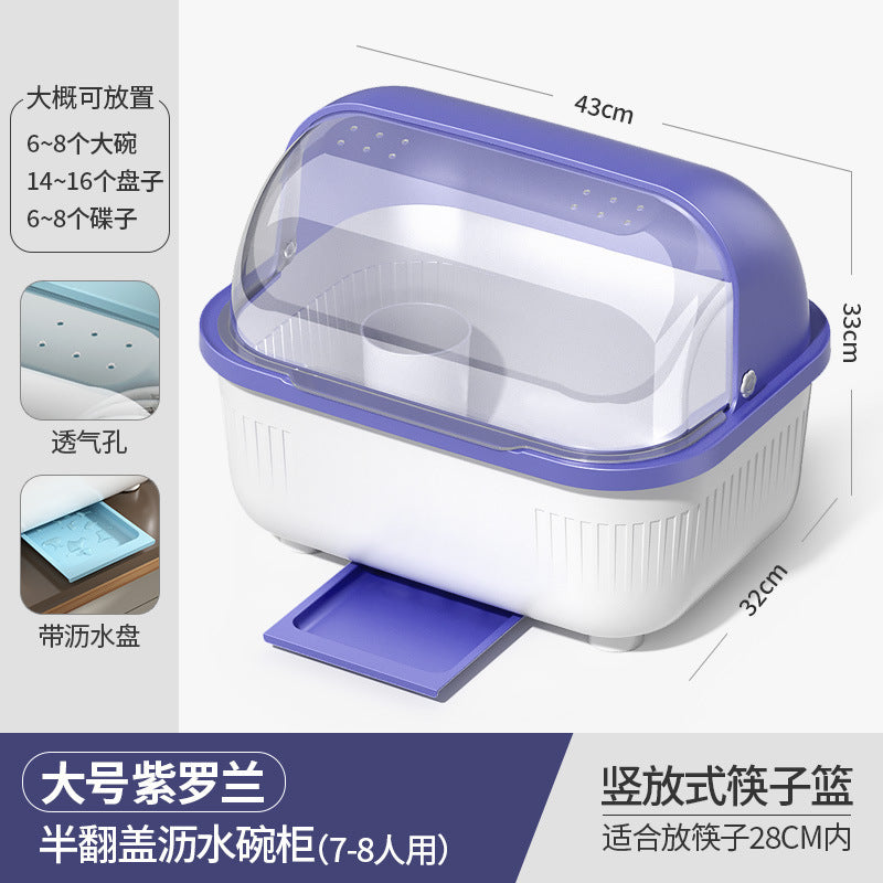 Bowl and Chopstick Storage Box with Lid, Draining Bowl Rack, Dish Plate Box, Baby Bottle, Tableware, Kitchen Household Bowl Cabinet