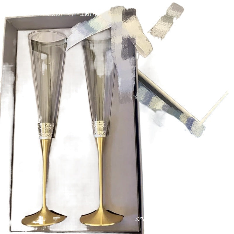 British Wang Weiwei Champagne Glass VeraWang Love Knot Rope Red Wine Pairing Goblet Wedding Gift Box