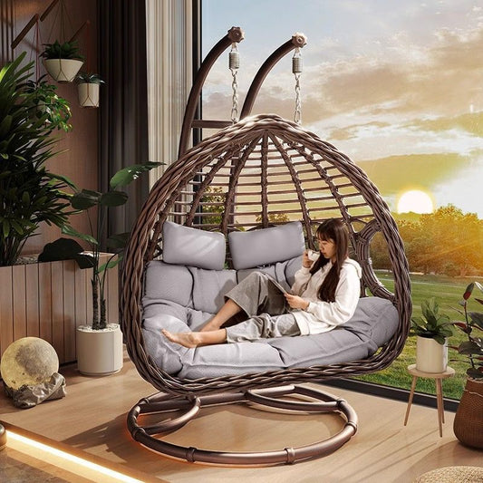 Outdoor Hanging Basket Chair Swing Courtyard Double Hanging Chair Home Balcony Indoor Internet Celebrity Bird's Nest Hammock Rattan Chair Rocking Chair