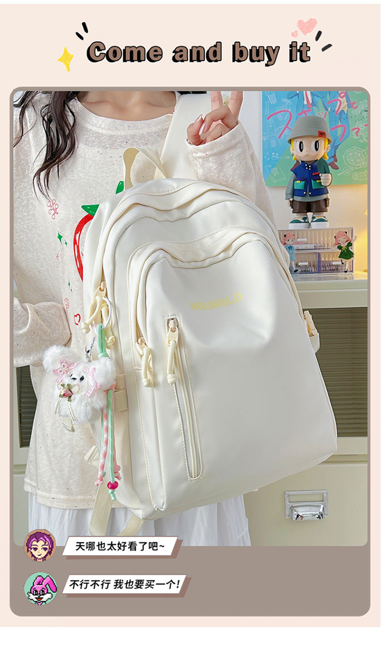 Large Capacity Backpack Women's New Fashion Simple School Bag Harajuku style solid color travel backpack for middle and high school students http://detail.1688.com/offer/967608488585.html
