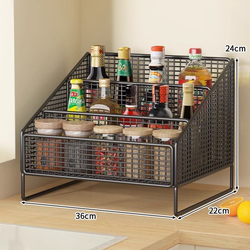 Seasoning Storage Rack Kitchen Organizer Household Cup Holder Countertop Multi-functional Spice Divider Storage Rack Desktop