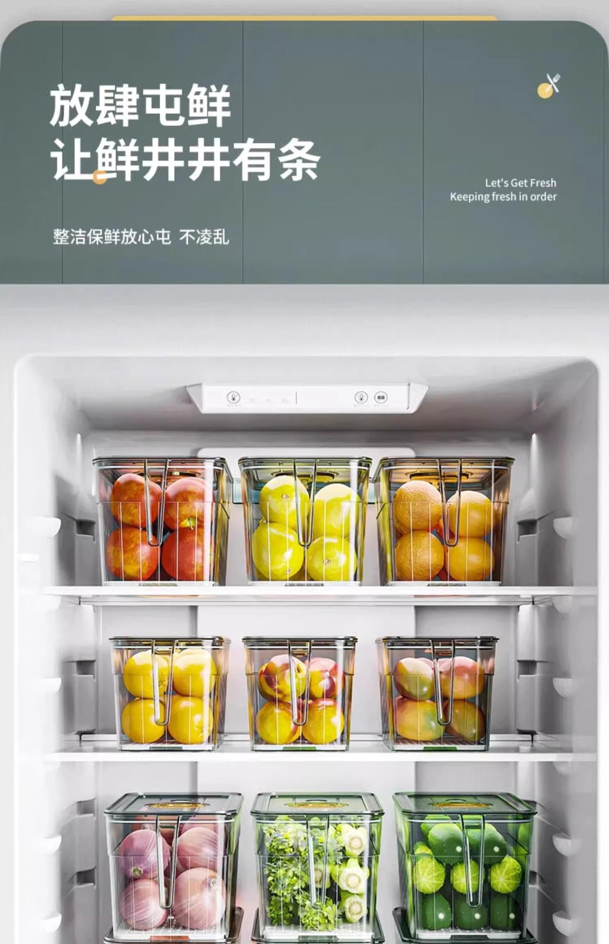Refrigerator Fresh Storage Box Food Grade Kitchen Special Vegetable Fruit Egg Freezer Storage Organizer Box with Handle