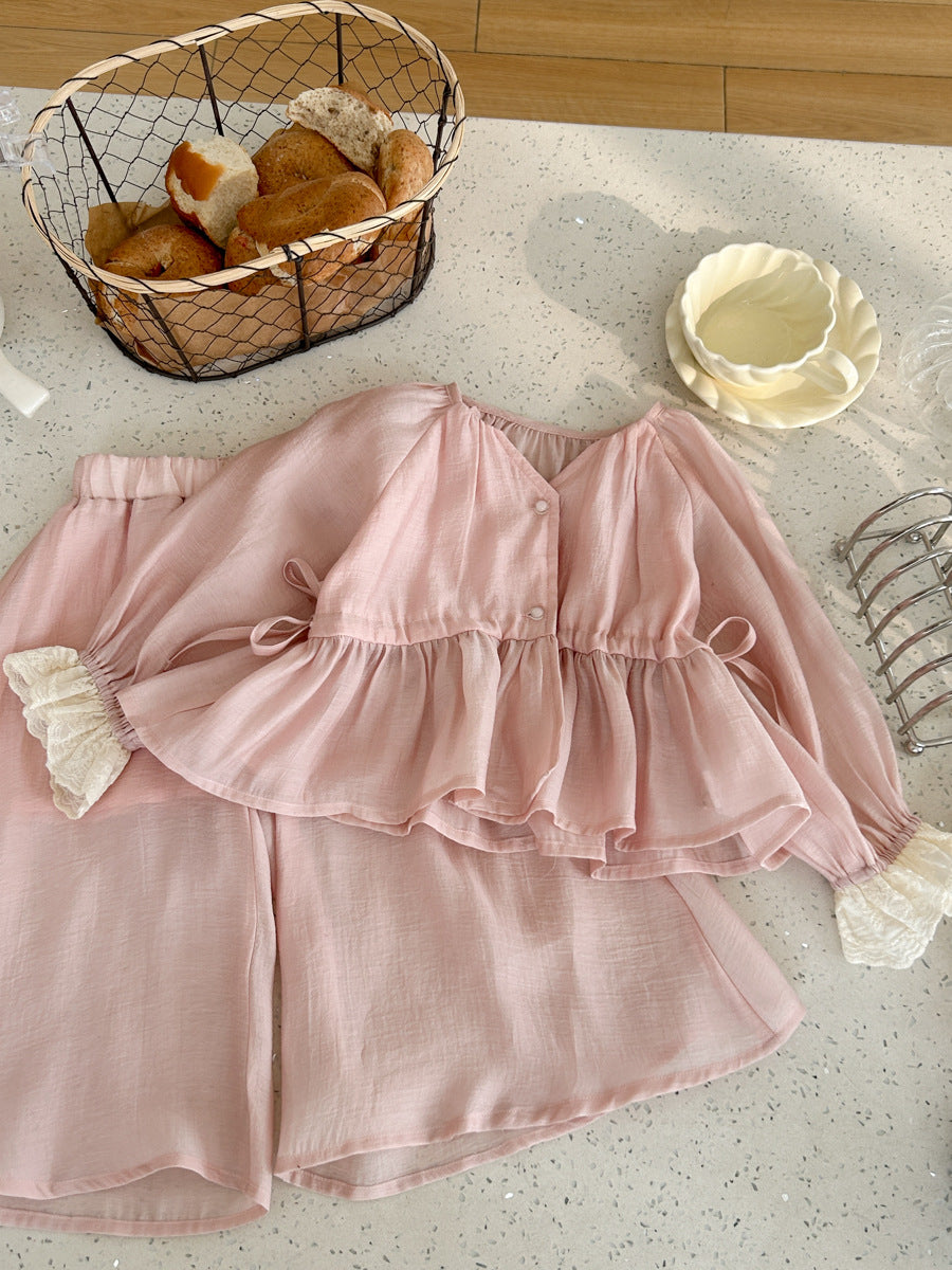 High-end socialite temperament girls' summer outfit2024High-end Sun Protection Shirt and Tea Break Skirt Hot-selling Two-piece Set