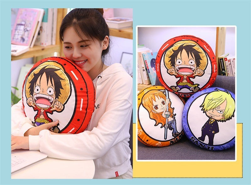 New One Piece Round Pillow Anime Merchandise Luffy Chopper One Piece Double-Sided Print Nap Cushion In Stock