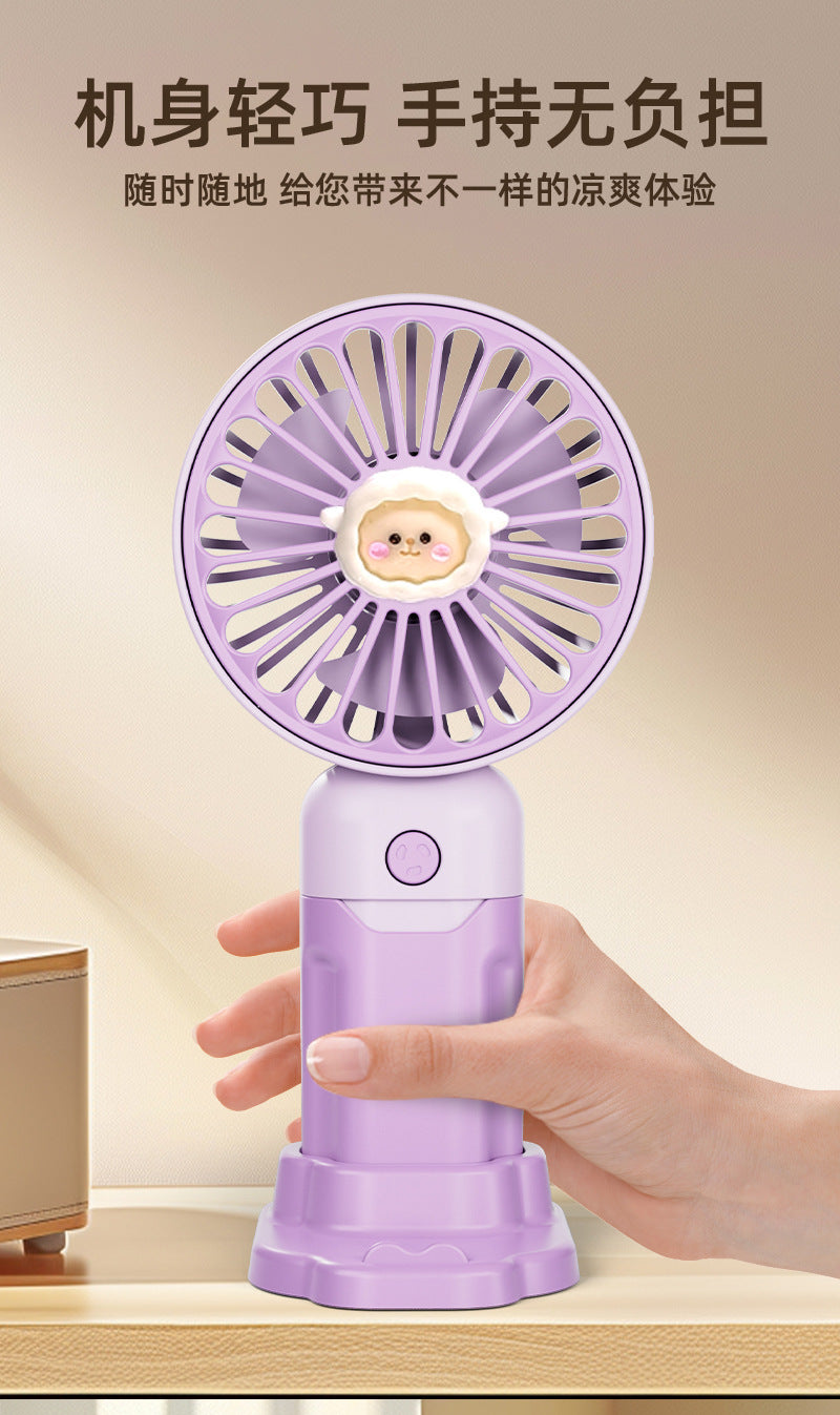 Children's Small Handheld Fan Student Gift Portable Cartoon Mini Portable Rechargeable Small Desktop Fan