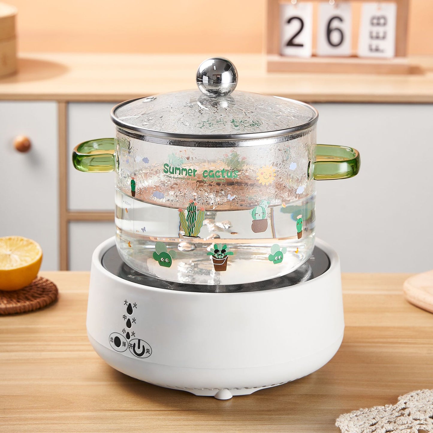 Creative Bear Double Ear Soup Pot Striped Pot Glass Transparent Health Pot Electric Ceramic Stove Heatable Instant Noodle Bowl Milk Pot