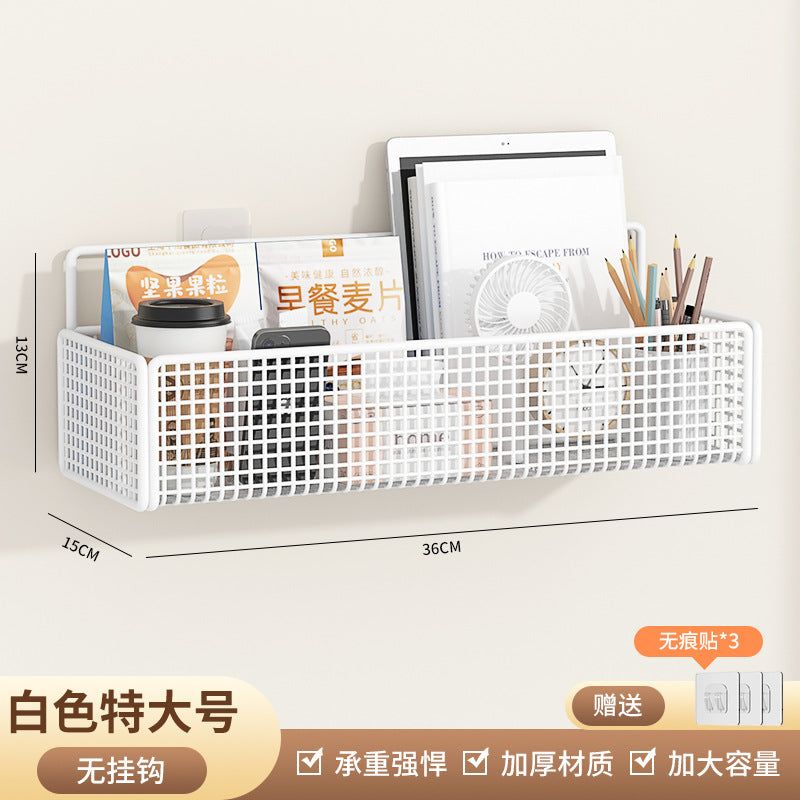 No-Drill Wall-Mounted Storage Rack Dormitory Bedside Storage Basket Dormitory Essentials Wall Hanging Upper Bunk Bed Organizer