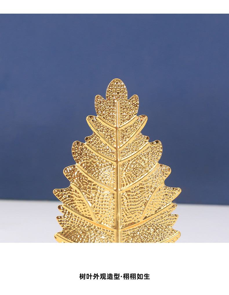 Nordic Light Luxury Metal Leaf Crystal Ball Ornament for Study Room Bookshelf Wine Frame Model Room Entrance Decoration Ornament