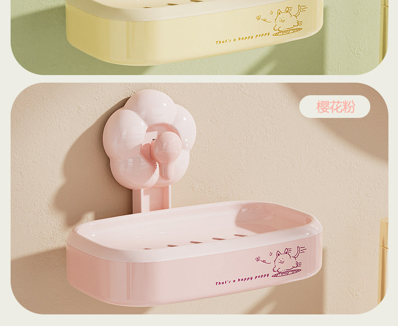 Bathroom Suction Cup Soap Holder, Multi-Functional, No Drilling Required, Creative Wall-Mounted Soap Box, Draining Bathroom Soap Holder