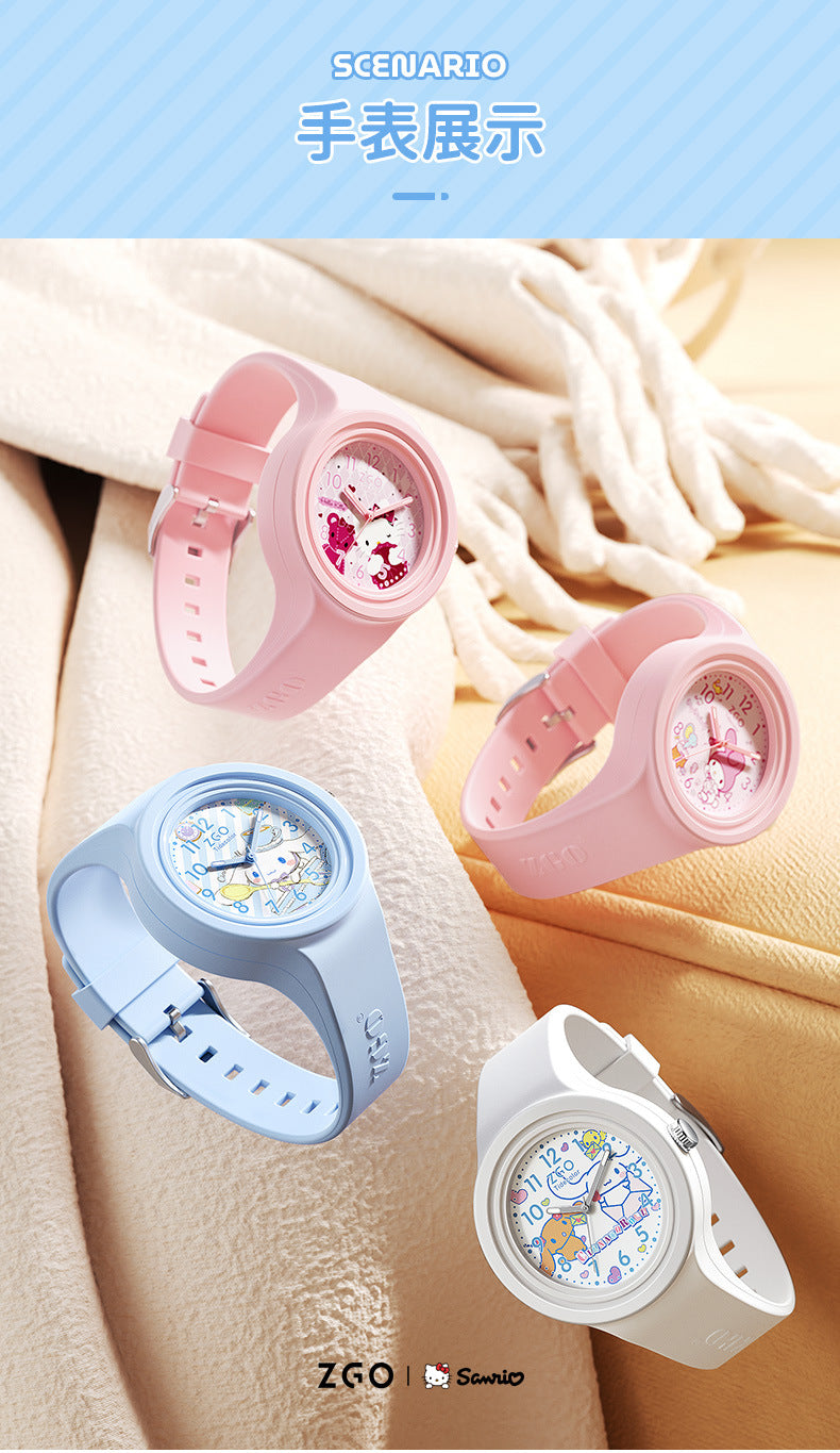 Sanrio Official Genuine Children's Watch for Girls, Cinnamoroll Waterproof, Only Tells Time, Quartz Watch for Middle School Students