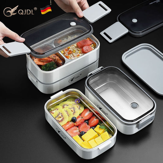 304Stainless Steel Sealed Insulated Lunch Box for Students and Office Workers, Microwave Safe, Double-Layer Lunch Container