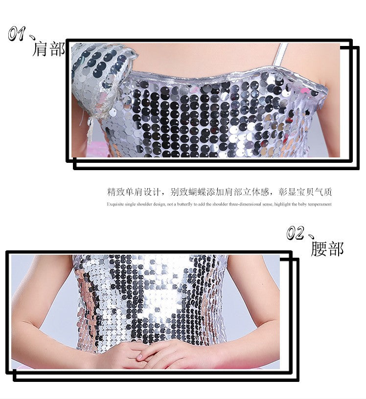 Kindergarten Performance Costume Children's Day Dance Costume for Girls Puffy Tulle Skirt Children's Jazz Dance Sequin Performance Dress
