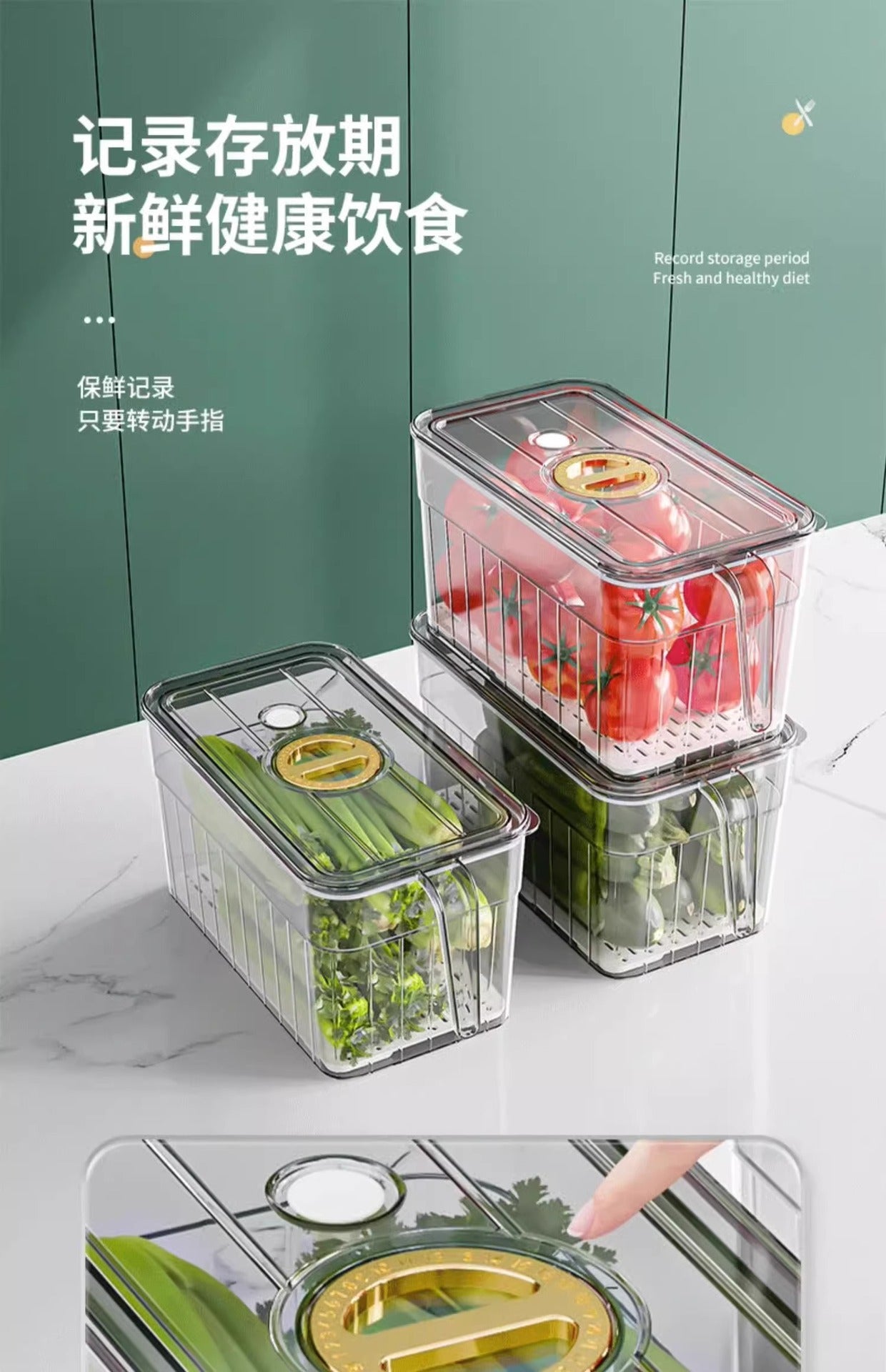 Refrigerator Fresh Storage Box Food Grade Kitchen Special Vegetable Fruit Egg Freezer Storage Organizer Box with Handle