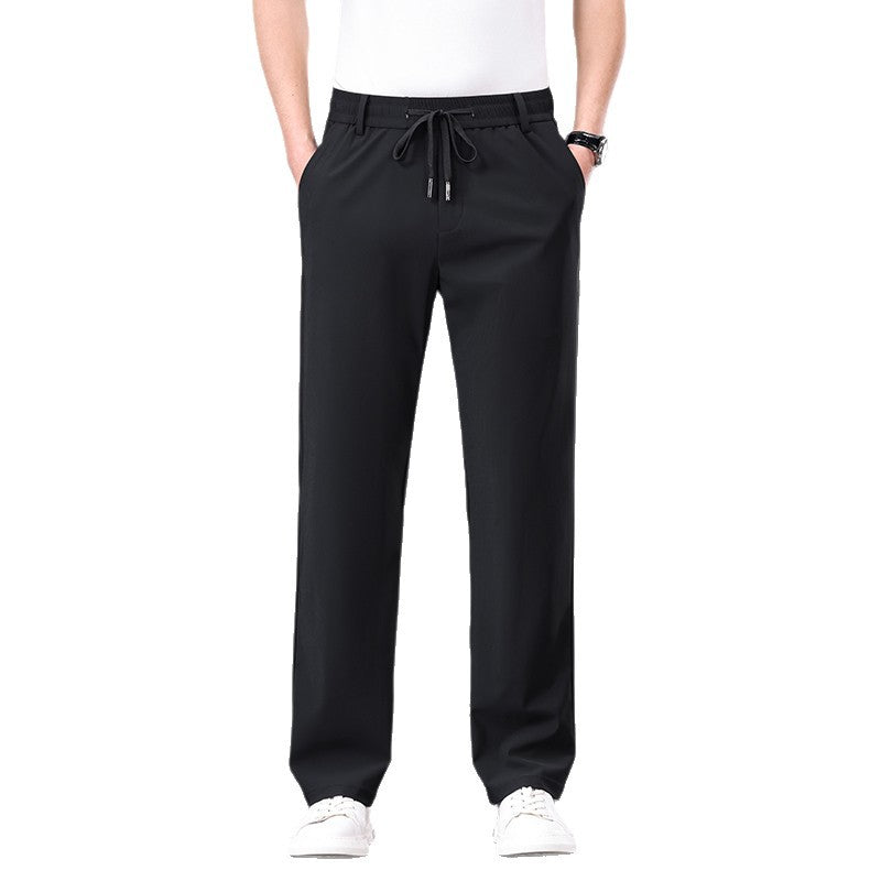 Ice Silk Men's Pants2025New Men's Casual Pants Summer Thin Loose Straight Sports Pants Quick-Dry Trousers