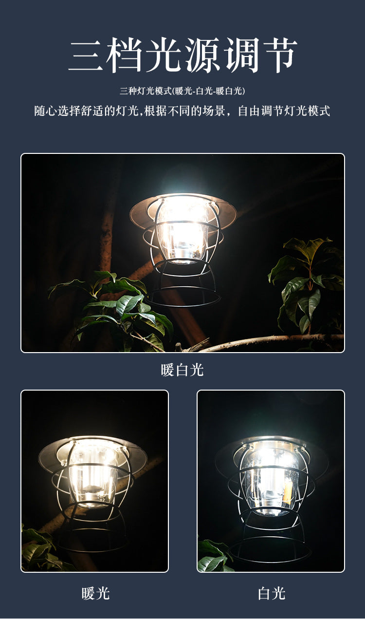 New Outdoor Retro Camping Light Outdoor Strong Light Camping Light LED Tent Lantern Portable Camp Lighting Lantern