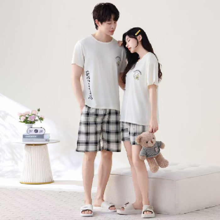 Foreign Trade Cross-Border Internet Celebrity Live Korean Version Cartoon Wearable Couple Short Sleeve Pajamas Homewear Summer Set Men's Pajamas