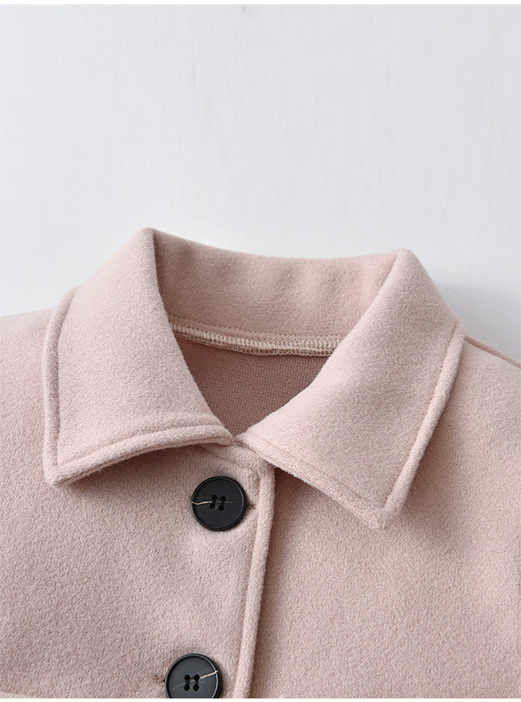 Cross-Border E-commerce Children's Coat Autumn Girls' Bow Thickened Korean Style Mid-Length Woolen Coat Manufacturer Wholesale