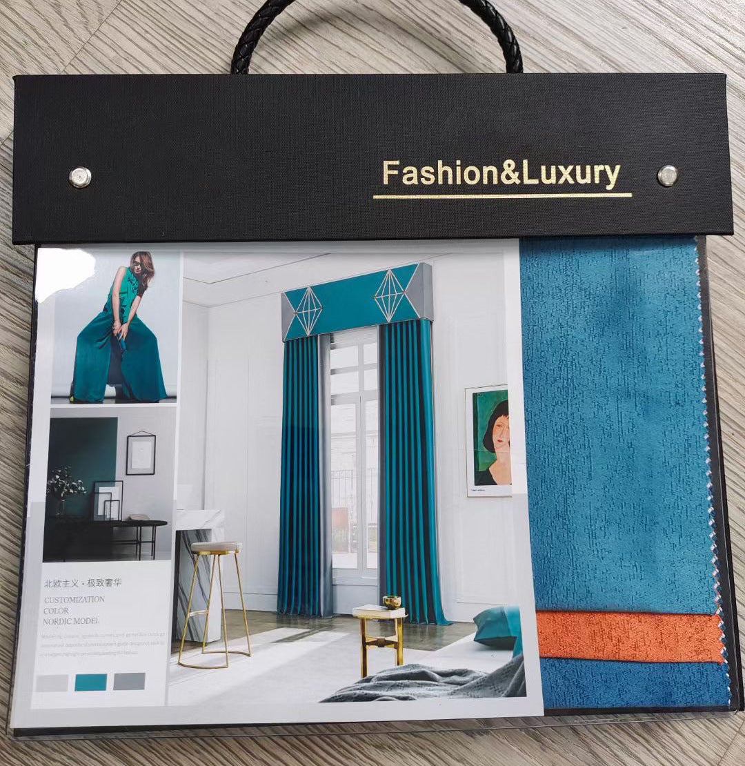 900/Liangzuo Nordic Diagonal Wood Grain Texture Jacquard Black Silk High Blackout Precision Curtains INS Finished Bedroom Furniture