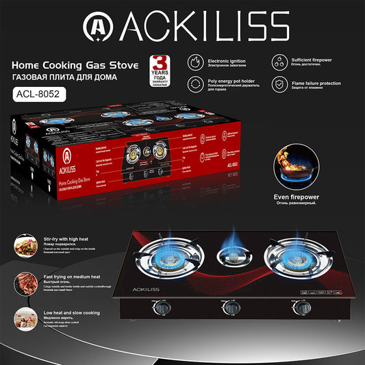 ACKILISS Cross-Border Desktop Gas Stove Export European Style Single Burner Stove Three-Burner Simple European Style Gas Stove
