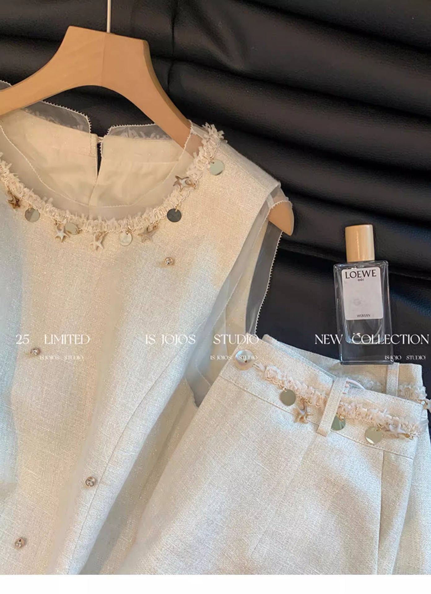 【Self-produced and self-sold, can accept orders】Shell Beaded Set for Women Summer Playful Youthful Versatile Shorts Two-Piece Set