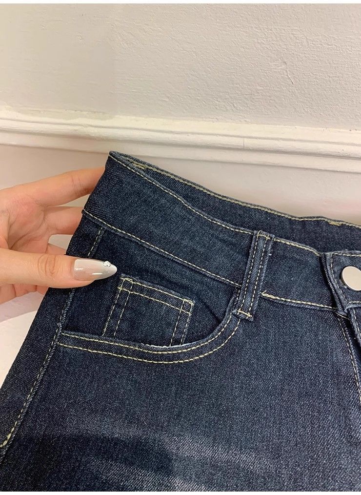 American style dark blue denim shorts for women2025Summer New High-Waisted Slimming Hot Girl Bodycon Dress a Rolled Hem Shorts